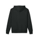 Vue arrière d'un sweat à capuche noir uni avec une coupe classique.
