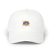 Casquette blanche en coton avec le logo coloré Jésus est mon superhéros brodé sur le devant.