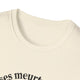 T-shirt femme en coton chiné crème avec une inscription noire sur le bas.