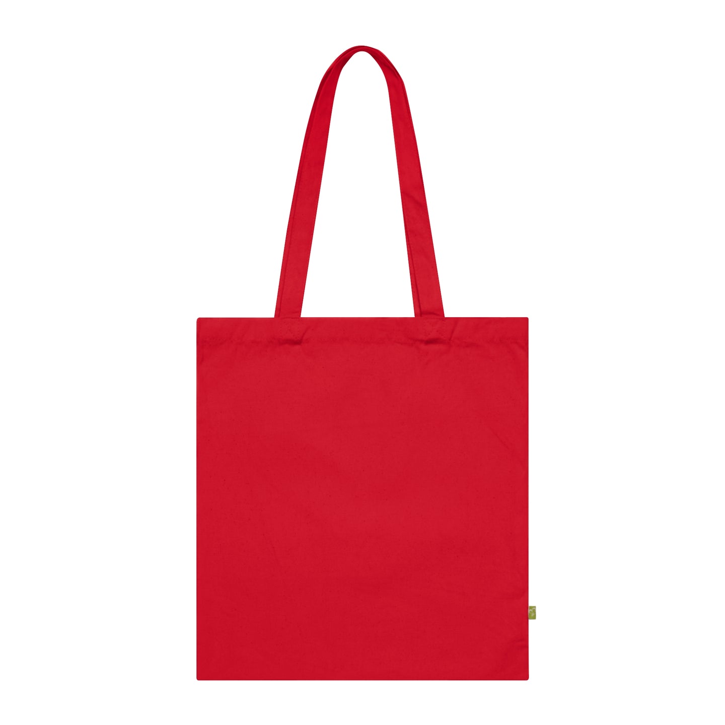 Un sac fourre-tout en coton biologique de couleur rouge avec de longues anses.