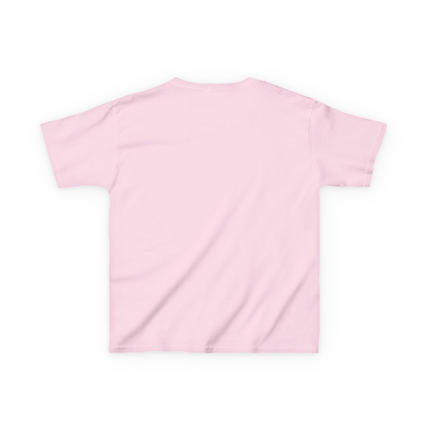 T-shirt pour enfant de couleur rose clair vu de dos.