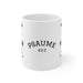 Mug blanc en céramique avec l'inscription Psaume 42:2 et un motif de cerf.