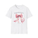 T-shirt blanc pour femme orné d'un nœud rose aquarelle et du verset biblique Jacques 1:17.