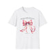 T-shirt blanc pour femme orné d'un nœud rose aquarelle et du verset biblique Jacques 1:17.