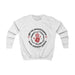 Sweat-shirt blanc pour enfant avec une illustration religieuse et le texte en français.