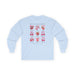 T-shirt bleu clair à manches longues avec un motif de fruits et texte sur le fruit de l'esprit.