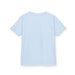 T-shirt pour enfant de couleur bleu clair vu de dos.