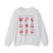 Sweat-shirt gris chiné orné d'illustrations de fruits et de nœuds roses avec le texte Galates 5:22.