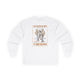 T-shirt blanc à manches longues pour homme avec une illustration religieuse et du texte en français.