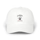 Casquette blanche en coton avec une impression noire représentant une empreinte de main.