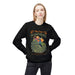 Sweat-shirt noir pour femme avec un motif de paon et un texte biblique en français.