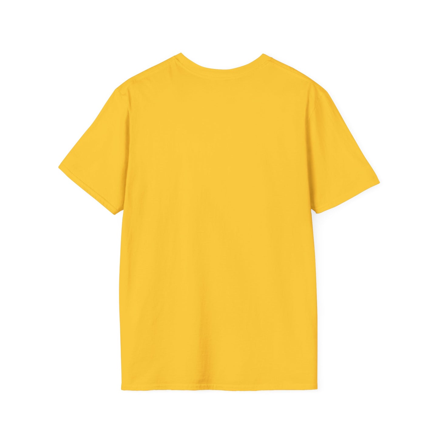 T-shirt pour femme de couleur jaune uni, présenté de dos.
