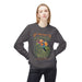 Sweat-shirt gris pour femme avec un motif de paon et un texte inspirant sur le devant.