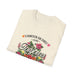 T-shirt beige en coton avec un motif floral et l'inscription L'Amour de Dieu Dure Toujours.