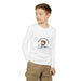 T-shirt blanc manches longues enfant, motif pêcheur d'hommes, coton doux et respirant.