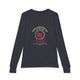 T-shirt gris à manches longues pour enfant avec un motif religieux centré sur la poitrine.