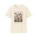 T-shirt beige chiné avec une illustration florale, des papillons et le texte Il fait toute chose.
