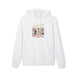 Sweat à capuche blanc en coton avec une illustration de cowboy et un texte religieux en français.