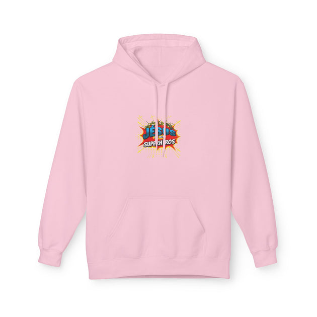 Sweat à capuche rose pour femme avec un motif graphique centré sur la poitrine.