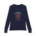 T-shirt bleu marine à manches longues pour enfant avec un motif chrétien centré sur la poitrine.