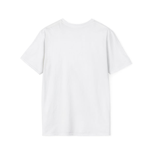T-shirt blanc pour femme à manches courtes, présenté de dos sur un fond uni.