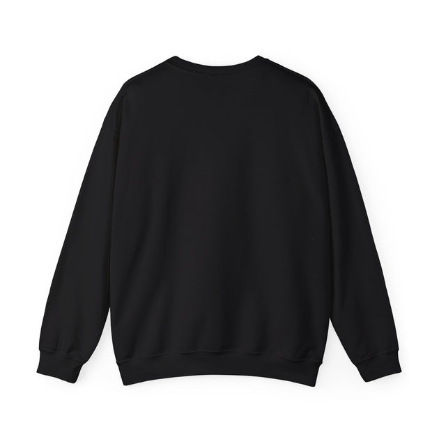 Vue arrière d'un sweat-shirt noir à col rond pour femme.