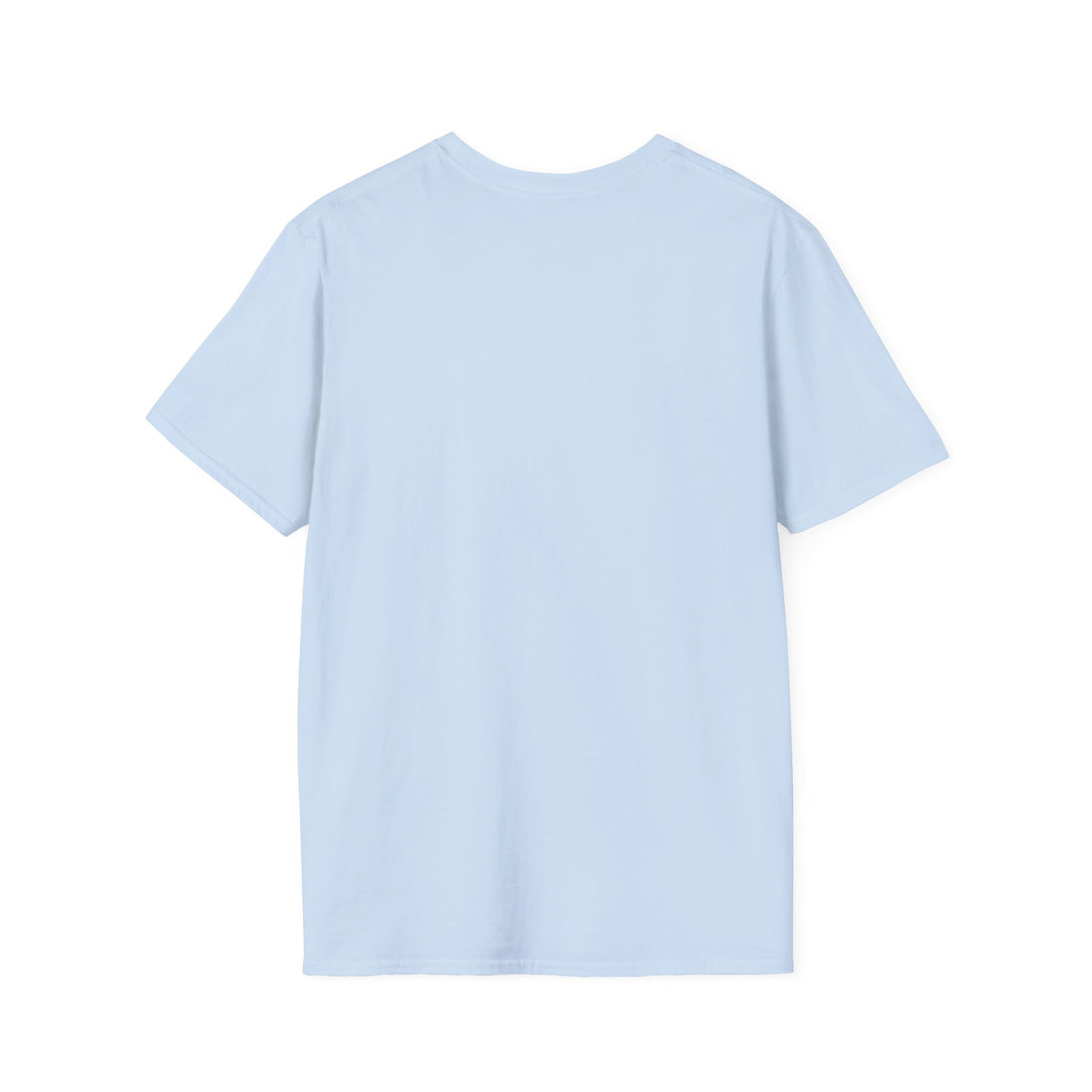 T-shirt pour femme de couleur bleu clair, présenté de dos sur un fond blanc.