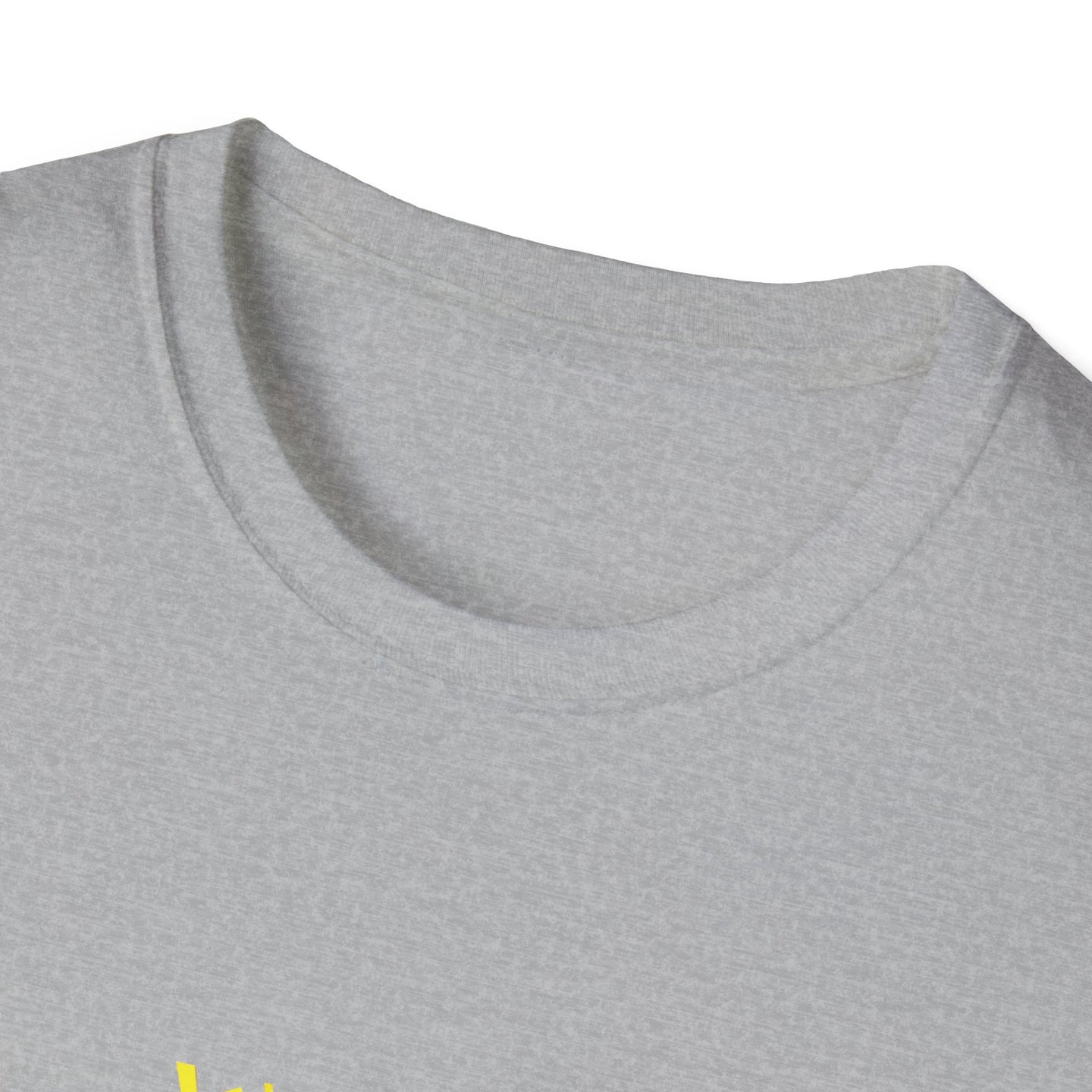 T-shirt gris à col rond avec le texte Jesus est mon Superhéros en typographie style bande dessinée.