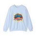 Sweatshirt bleu clair avec une illustration style comics représentant une couronne d'épines.