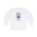 T-shirt blanc à manches longues pour femme avec une couronne bleue et l'inscription Fille du Roi.