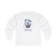 T-shirt blanc à manches longues pour femme avec une couronne bleue et l'inscription Fille du Roi.