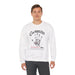 Sweatshirt blanc homme avec empreinte de main et texte biblique en français.