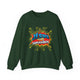 Sweat-shirt vert foncé avec une illustration style comics Jésus est mon superhéros.
