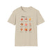 T-shirt beige pour femme orné de neuf feuilles d'automne et de textes bibliques inspirants.