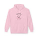 Sweat à capuche rose pour femme avec une empreinte de main et un texte religieux imprimés.