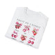 T-shirt blanc pour femme orné d'illustrations aquarelles de fruits et de nœuds roses.