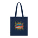 Tote bag bleu marine en coton biologique avec l'inscription Jésus est mon superhéros.