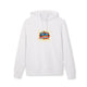 Sweat à capuche blanc en coton bio avec le motif Jesus est mon superhéros sur la poitrine.