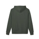 Vue arrière d'un sweat à capuche uni de couleur vert foncé.