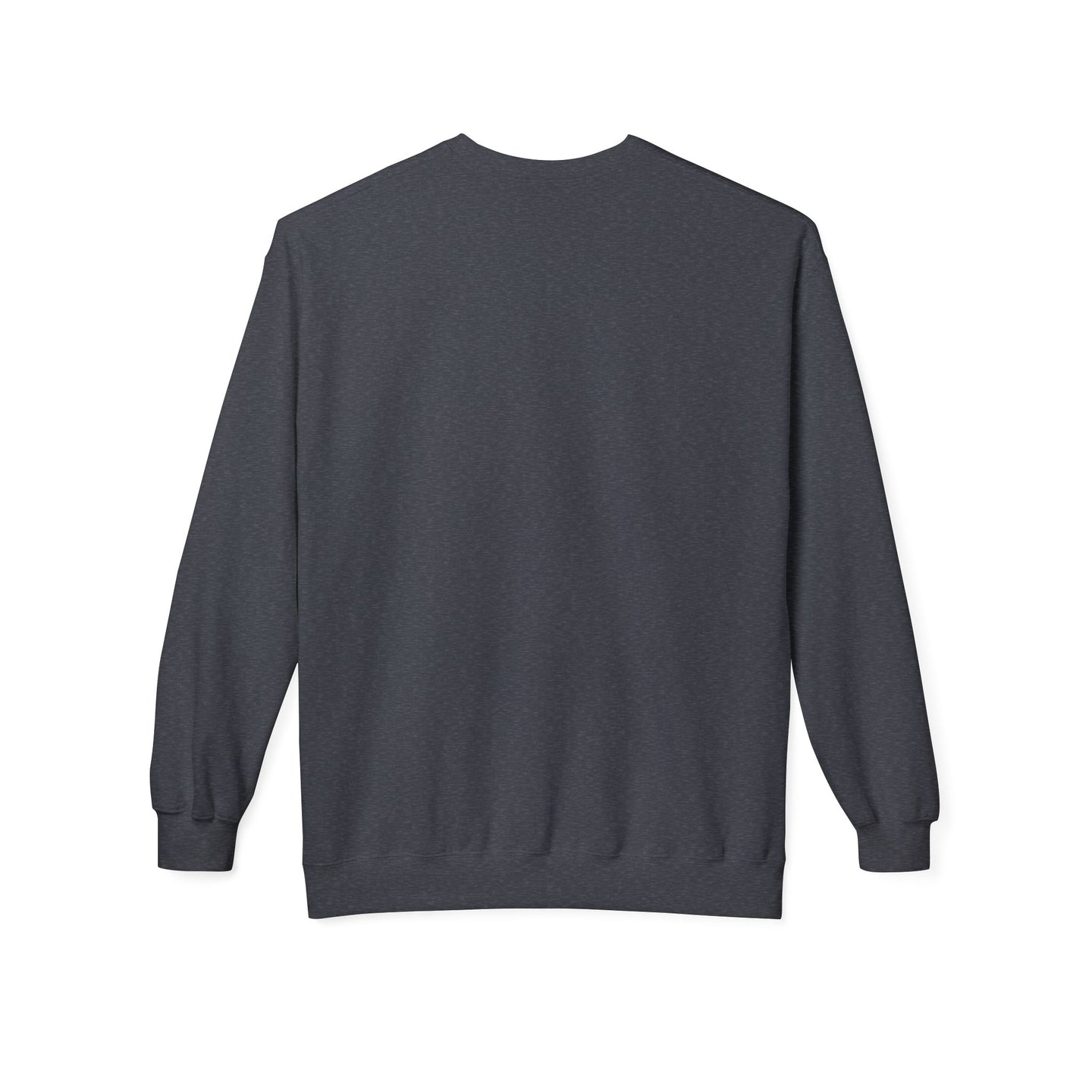 Sweat-shirt à col rond pour femme de couleur gris anthracite, présenté de dos.