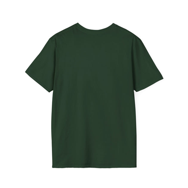 T-shirt pour femme de couleur vert foncé vu de dos, en coton à coupe tubulaire.
