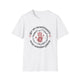 T-shirt blanc pour femme avec une impression religieuse représentant une main ensanglantée et une couronne d'épines.