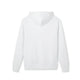 Vue arrière d'un sweat à capuche blanc uni avec une coupe classique.