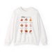 Sweatshirt blanc à col rond orné d'un motif de feuilles d'automne et de textes bibliques.