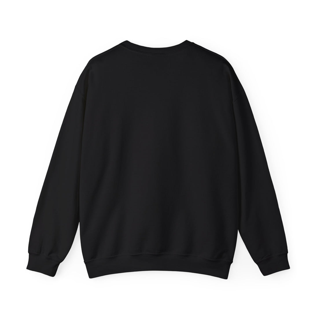 Sweat-shirt noir à col rond pour femme, présenté de dos sur un fond blanc.