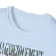 T-shirt blanc à col rond avec le mot Magnifiquement imprimé en lettres grises.