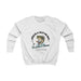 Sweatshirt blanc pour enfant avec une illustration de poisson et un message chrétien imprimé.