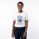 T-shirt blanc pour femme avec une couronne bleue, une croix et le texte Fille du Roi.